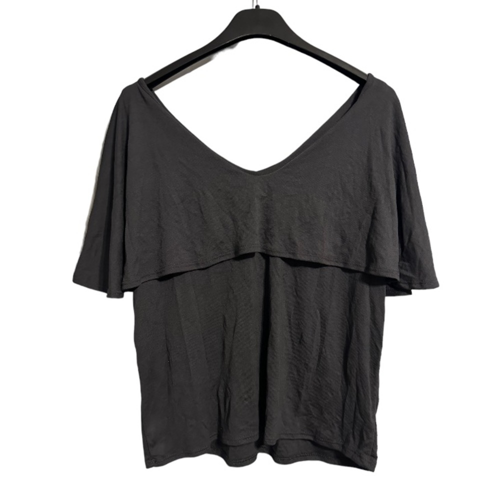 Flutter Top Enough About Me Shirt Layered Tan Shirt Flounce Soft Blouse